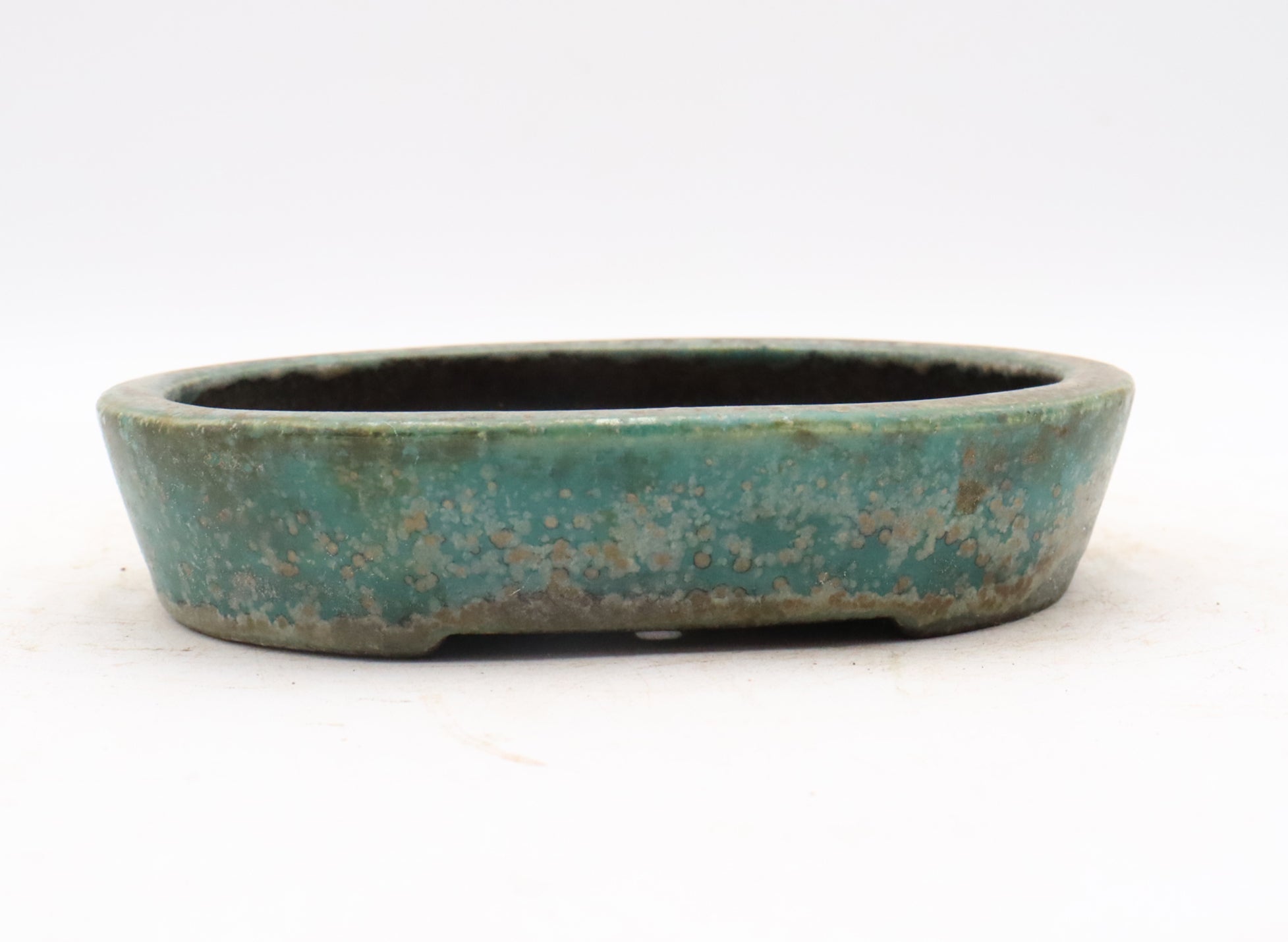 Chopped Koyo Container with a Blue Green Glaze (Oribe Glaze)