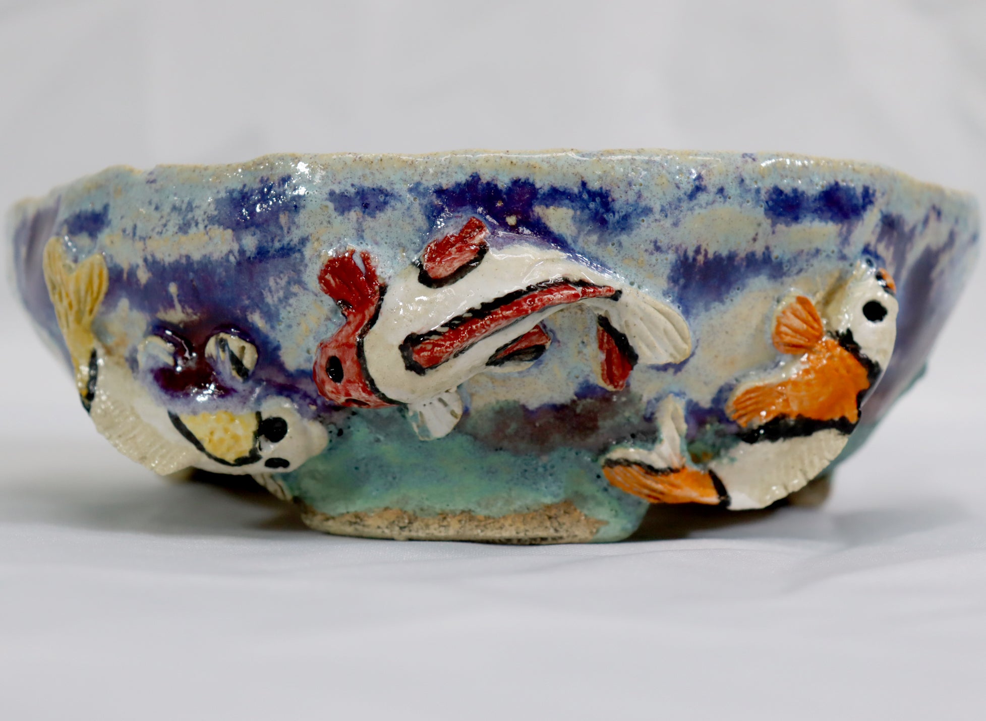 Rustic Koi Hand Painted Pot - Schley's Bonsai