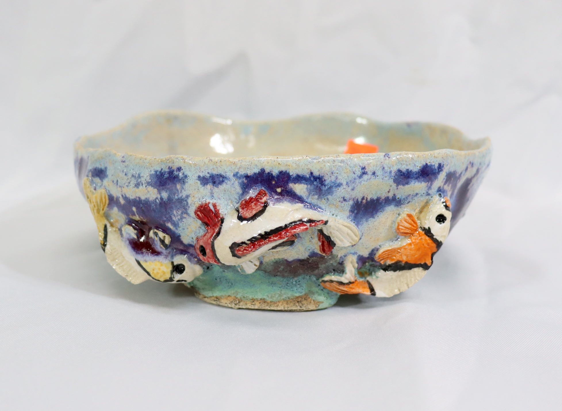 Rustic Koi Hand Painted Pot - Schley's Bonsai