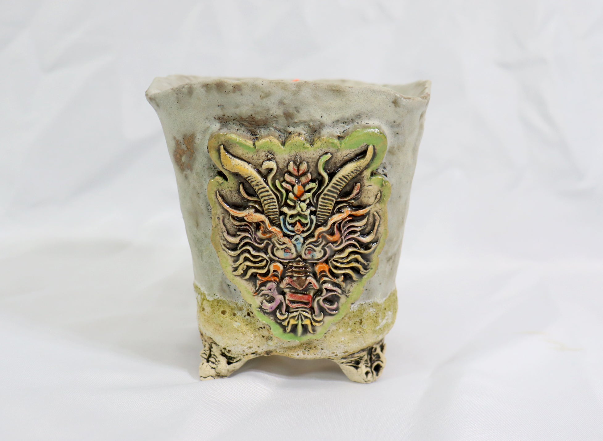 Rustic Dragon Face Pot