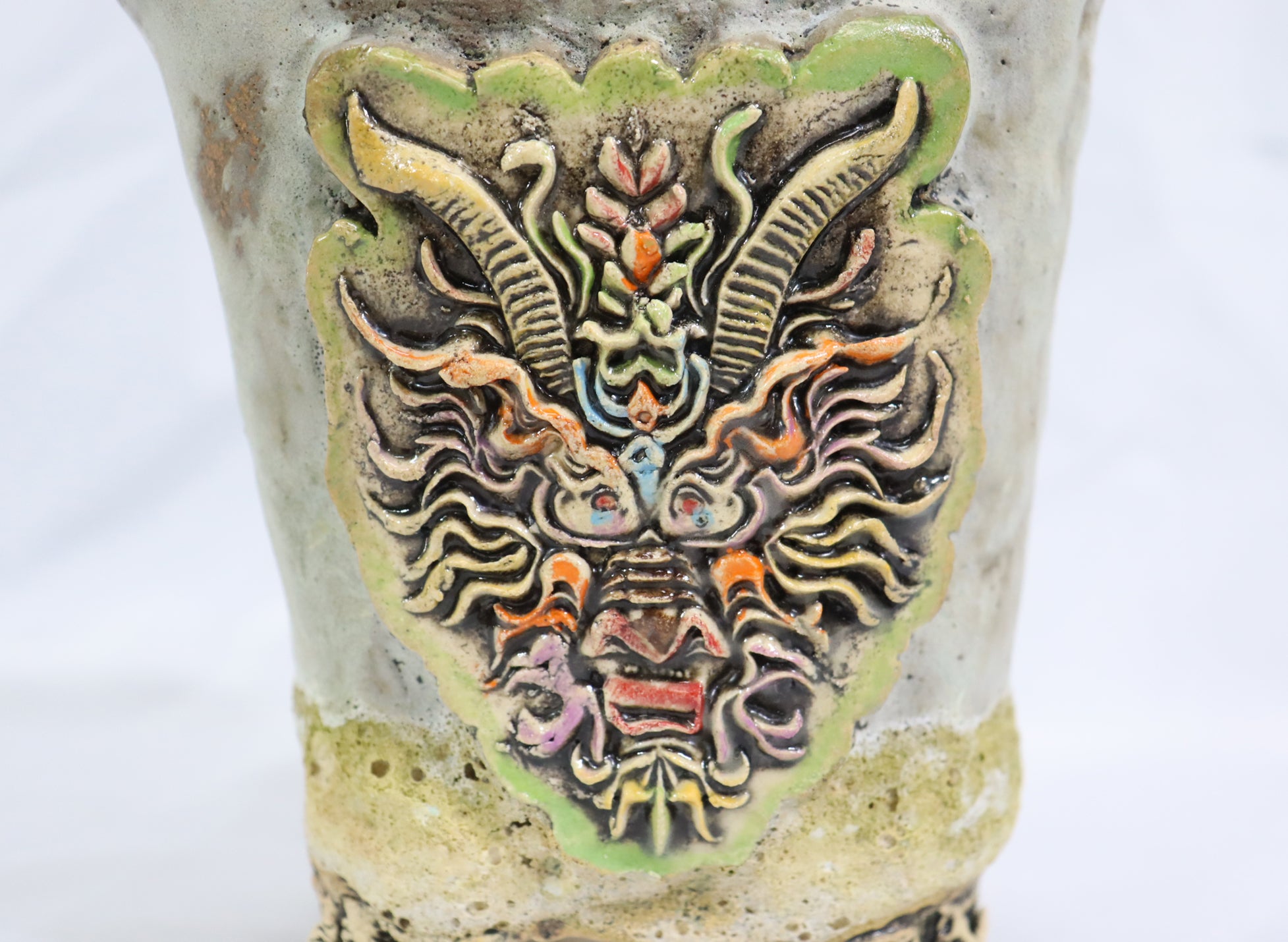 Rustic Dragon Face Pot