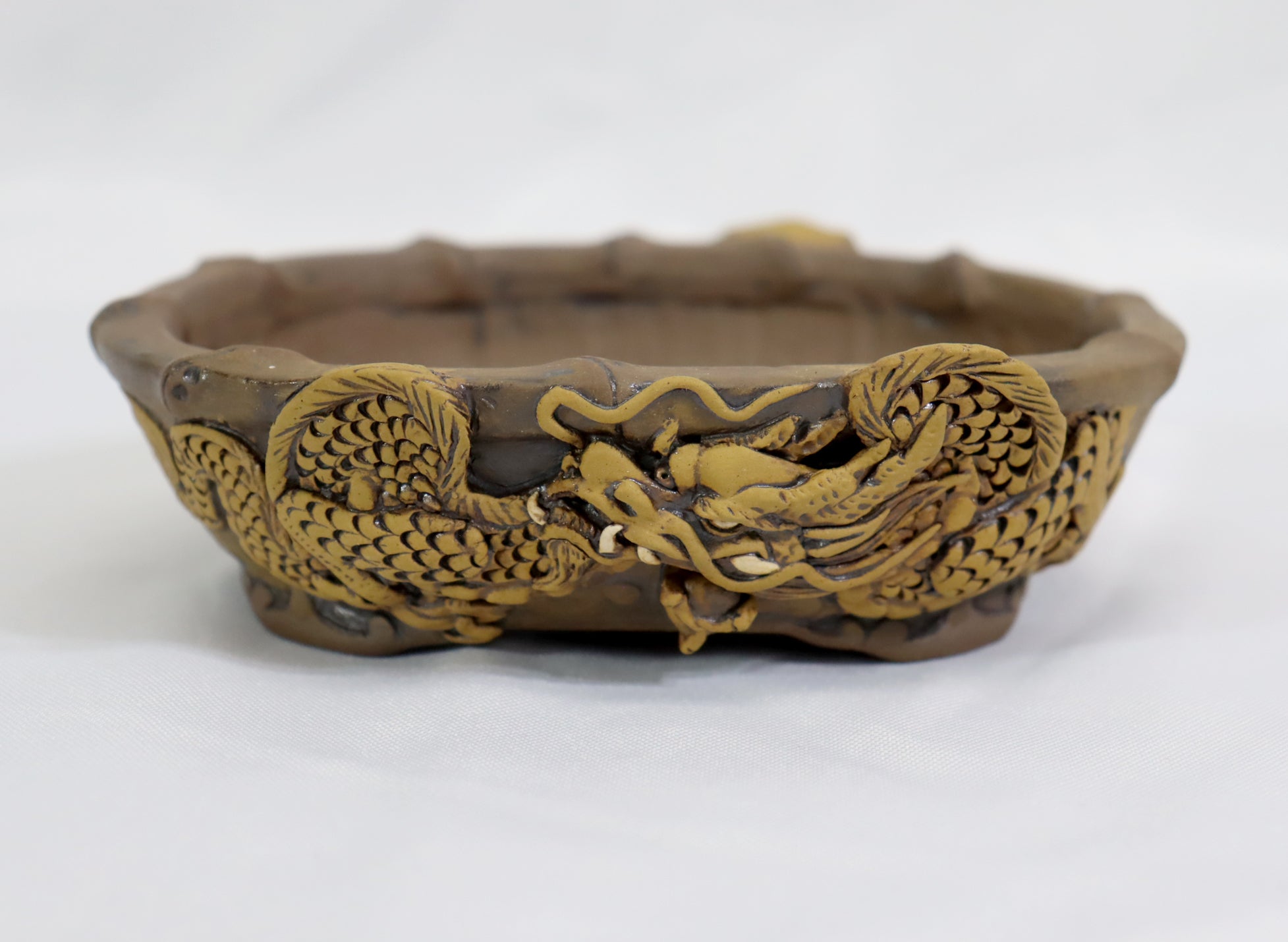 Dragon, Bamboo, and Large Cat Pot