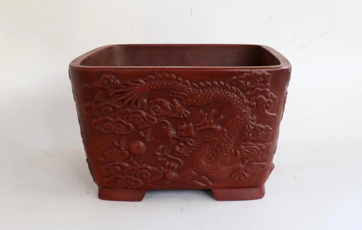 Exhibition Quality Yixing Square Dragon Container